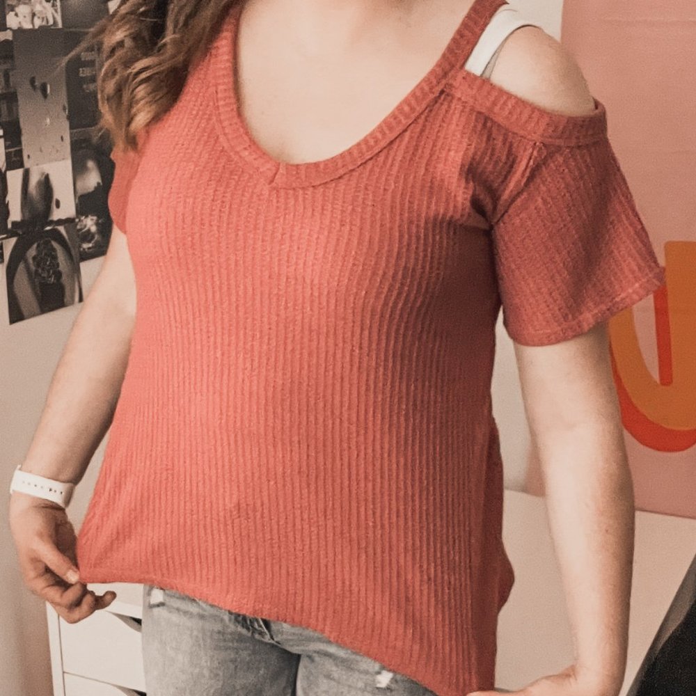 Pink Cold Shoulder Top